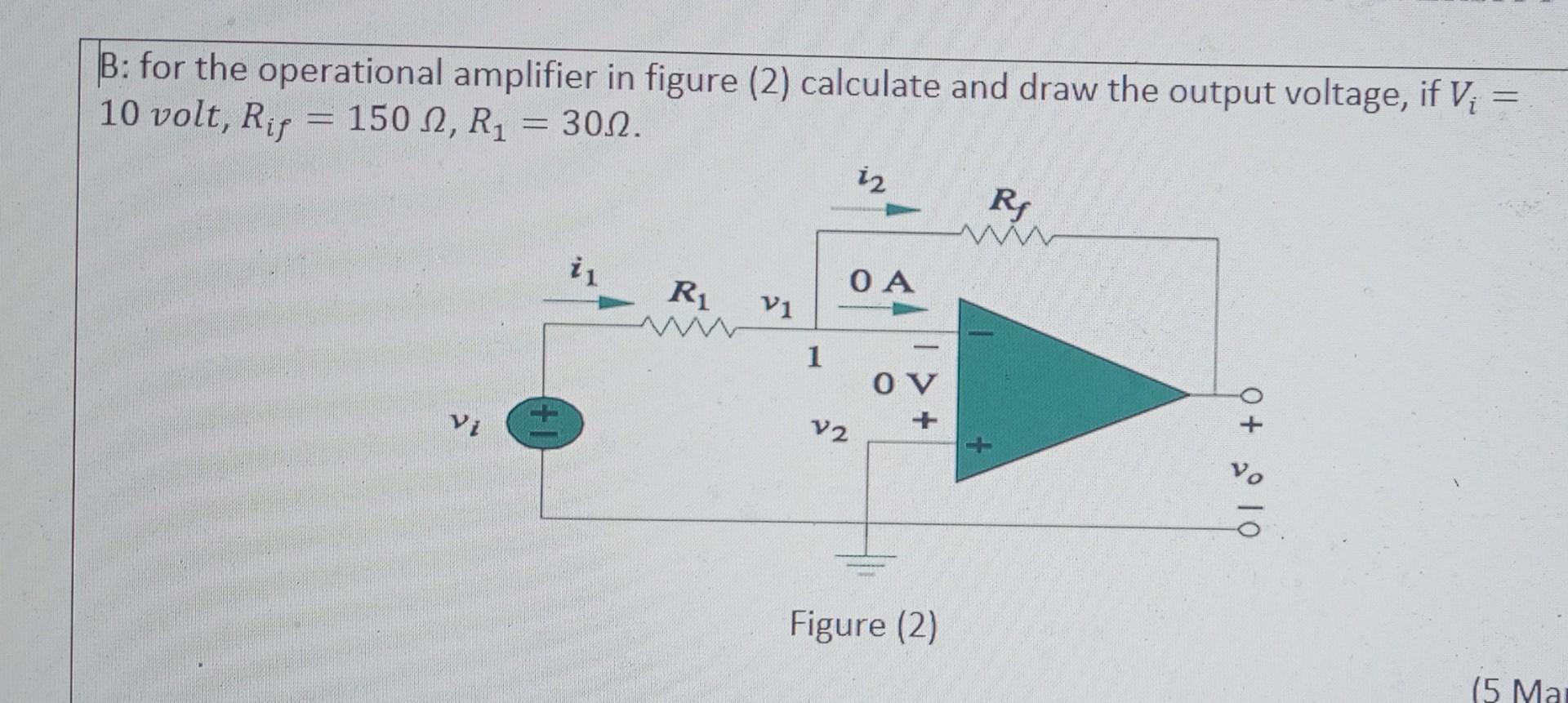 Solved B: For The Operational Amplifier In Figure (2) | Chegg.com