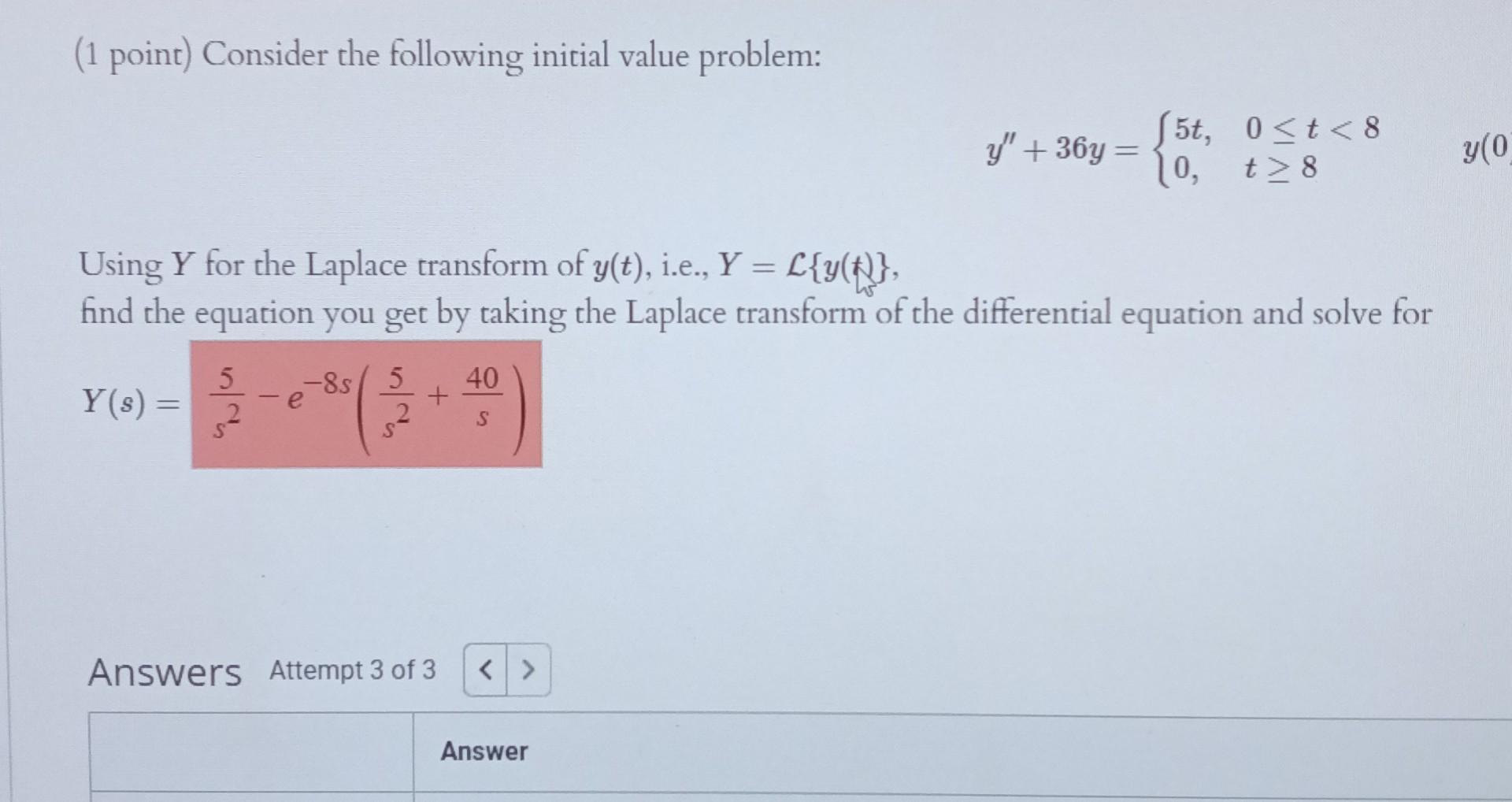 Solved (1 Point) Consider The Following Initial Value | Chegg.com