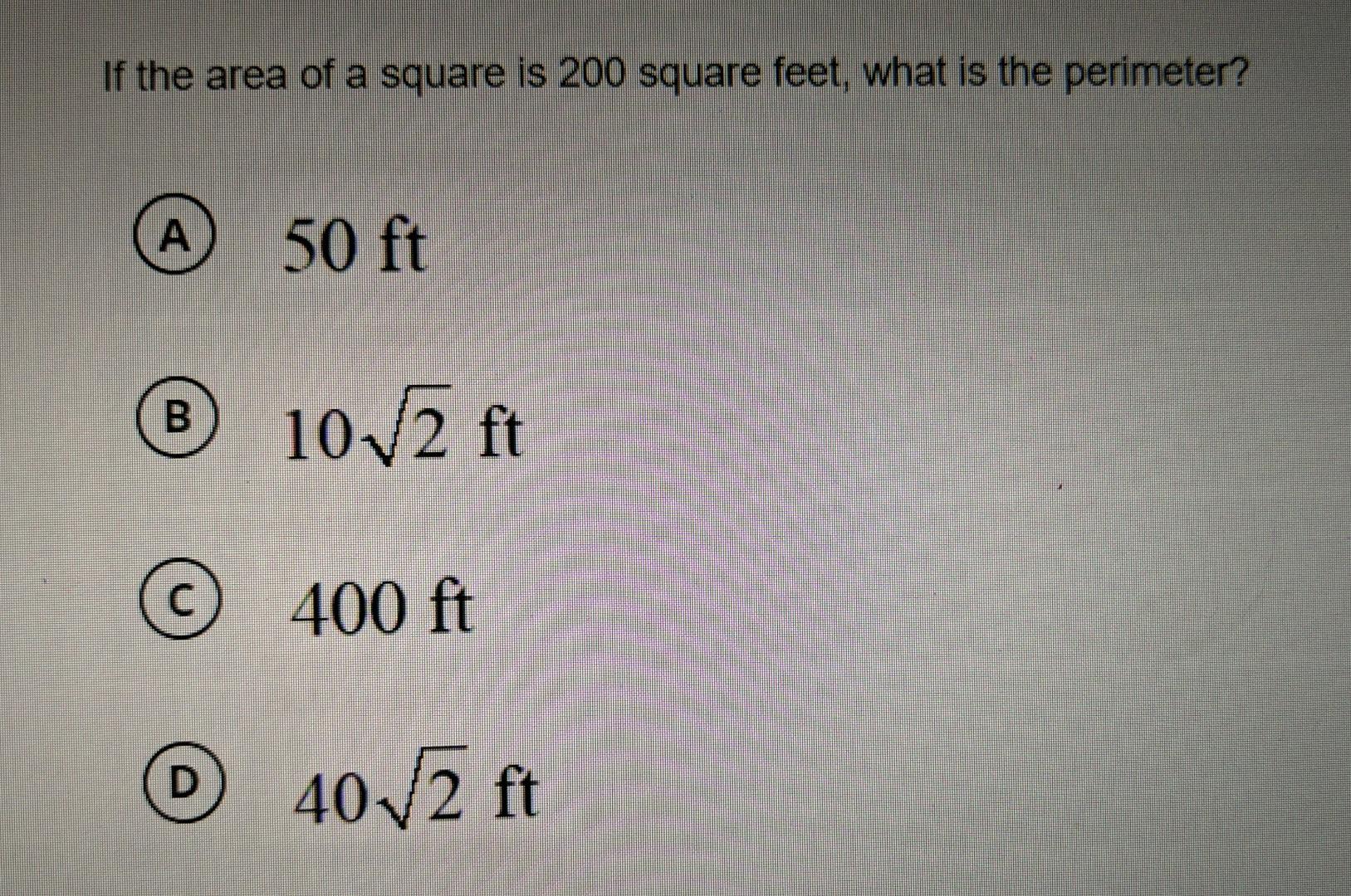 Converting Perimeter to Area for Squares