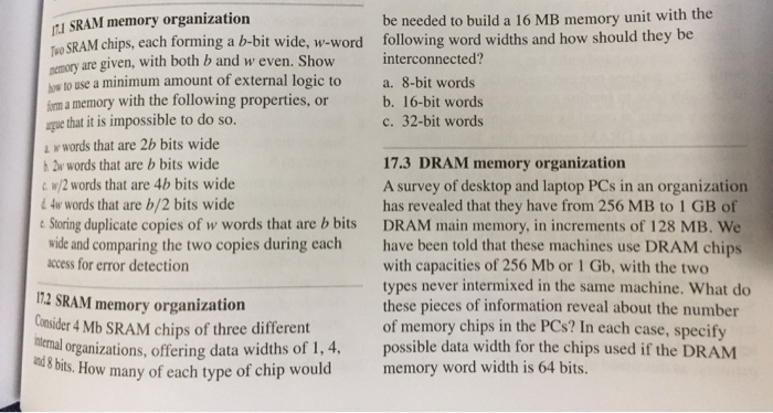 Solved be needed to build a 16 MB memory unit with the | Chegg.com