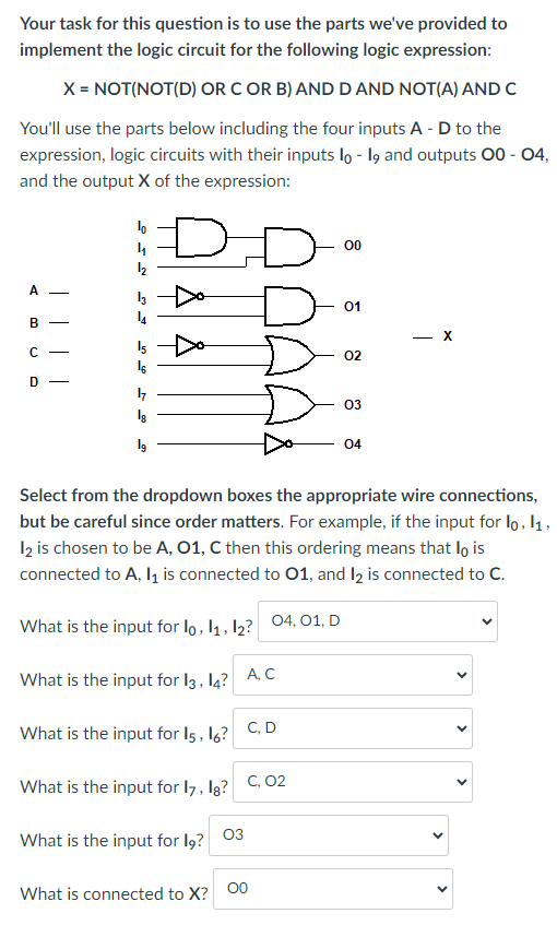 Solved Your task for this question is to use the parts we've | Chegg.com