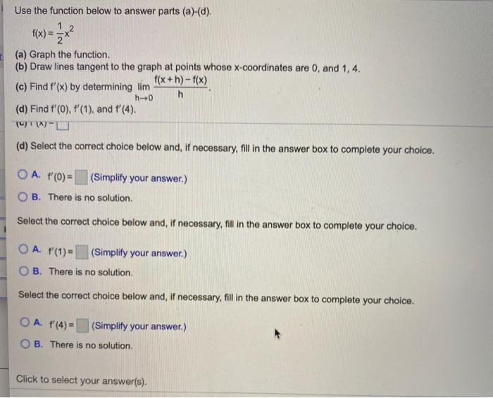 Solved Use the function below to answer parts (a)-(d). (a) | Chegg.com