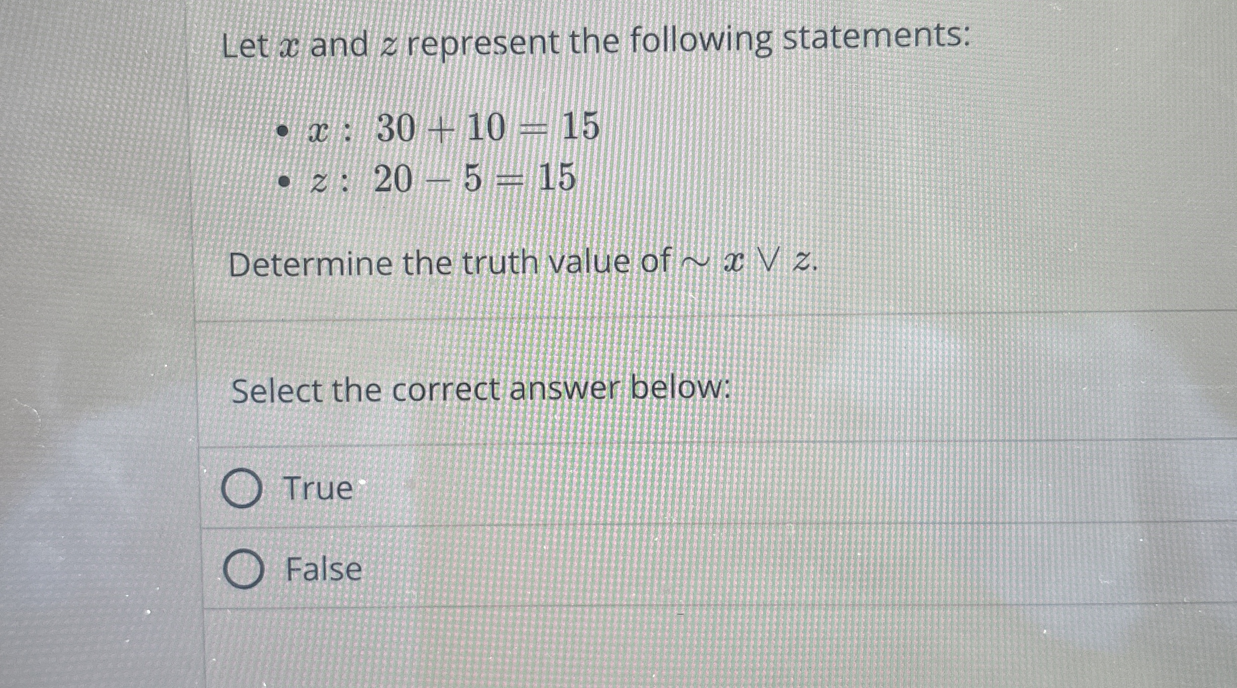 Solved Let x ﻿and z ﻿represent the following | Chegg.com