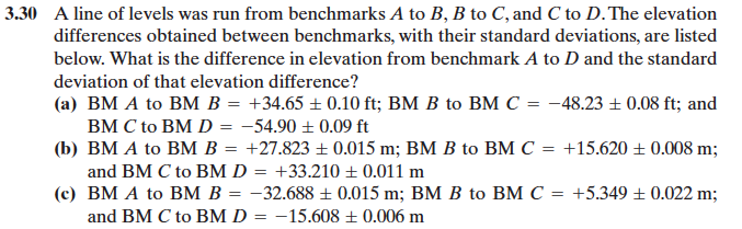 Solved A Line Of Levels Was Run From Benchmarks A To B, B To | Chegg.com