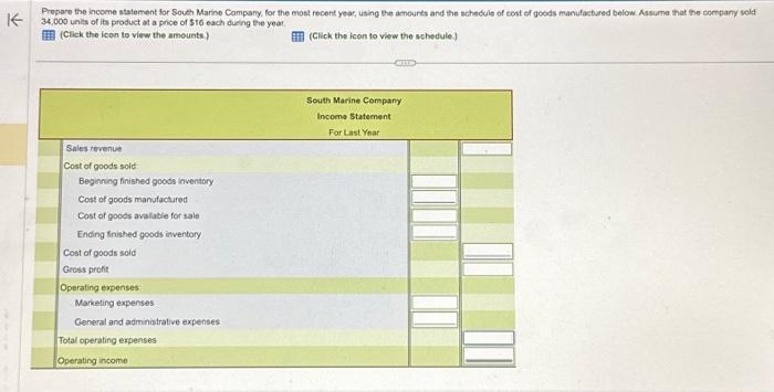 Solved K Prepare the income statement for South Marine | Chegg.com