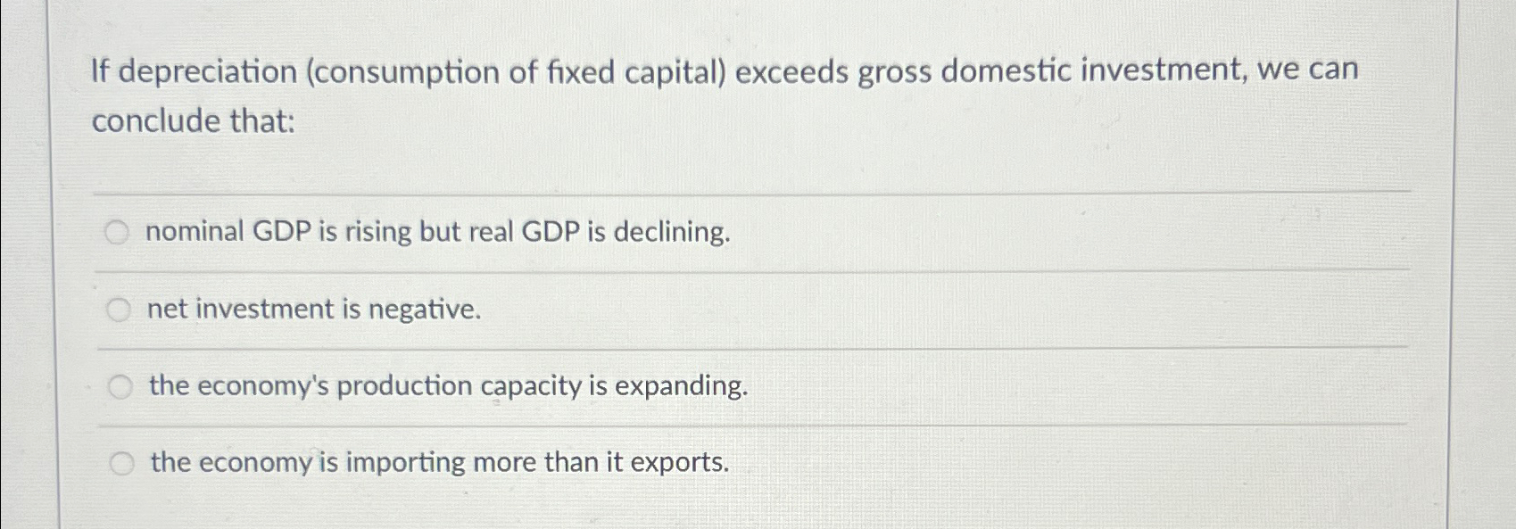 Solved If depreciation (consumption of fixed capital) | Chegg.com