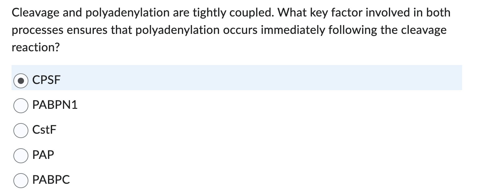 Solved Cleavage and polyadenylation are tightly coupled. | Chegg.com