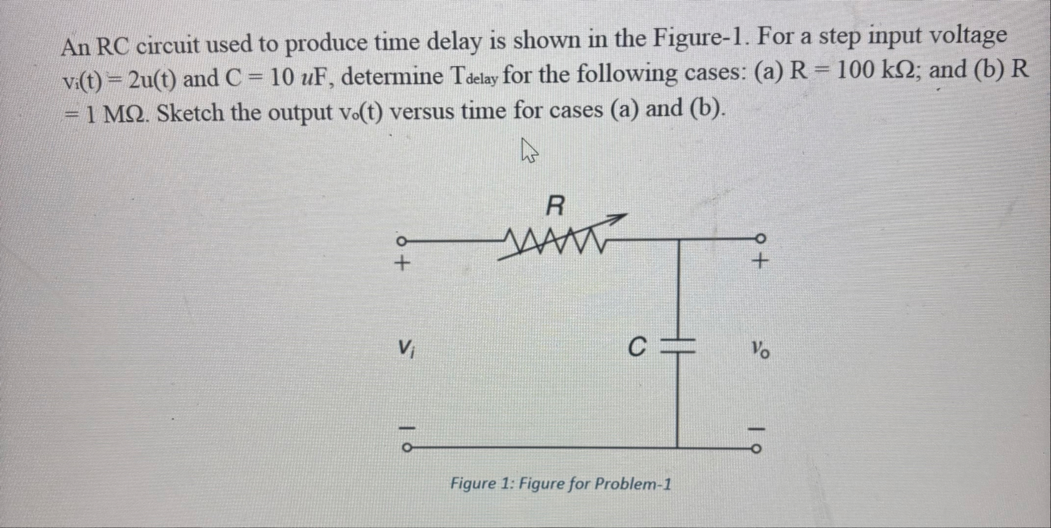 Solved An RC circuit used to produce time delay is shown in | Chegg.com
