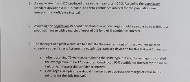 Solved Confidence intervals for Means Complete each of the | Chegg.com