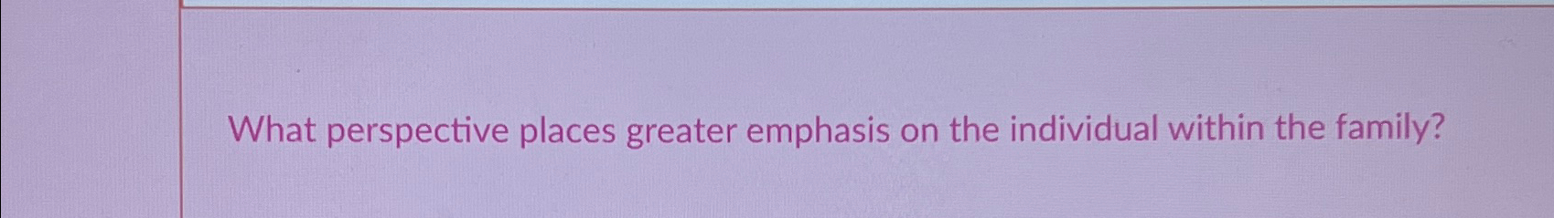 Solved What perspective places greater emphasis on the | Chegg.com