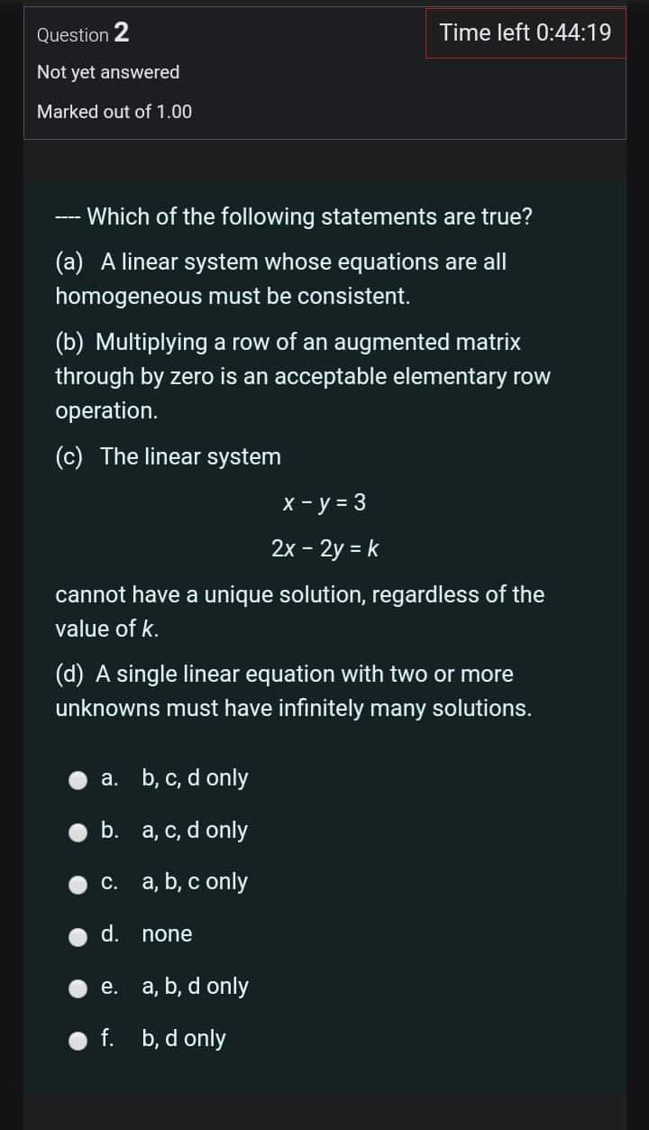 Solved Question 2 Time left 0 44 19 Not yet answered Marked