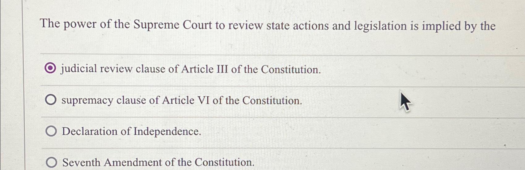 The power of the on sale supreme court to review state