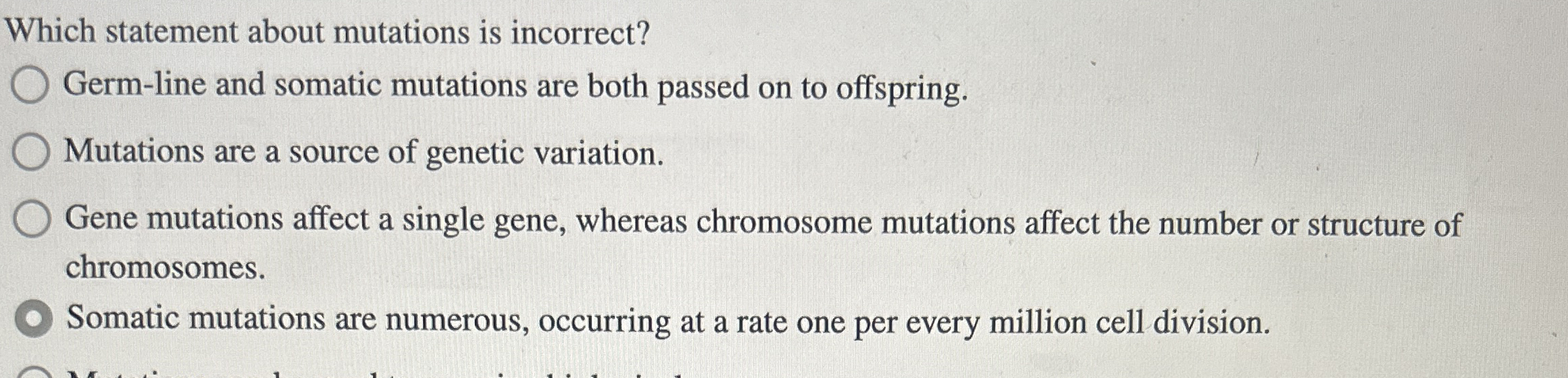 Solved Which statement about mutations is | Chegg.com