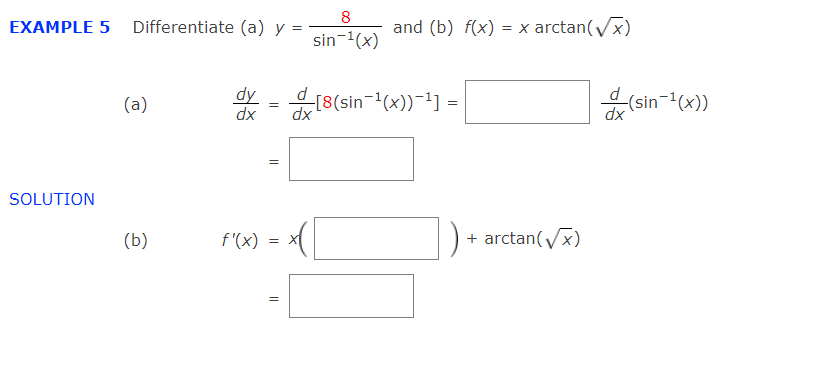 Solved EXAMPLE 5 Differentiate (a) y=8sin-1(x) and | Chegg.com
