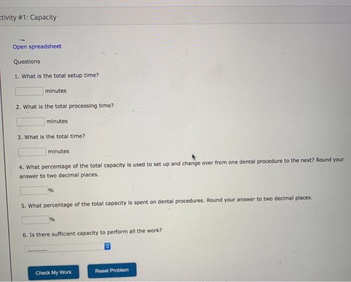 Solved Activity #1: Capacity x A typical dentist's office | Chegg.com