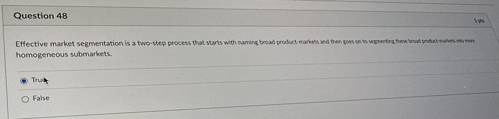 Solved Question 481 ﻿ptsEffective market segmentation is a | Chegg.com