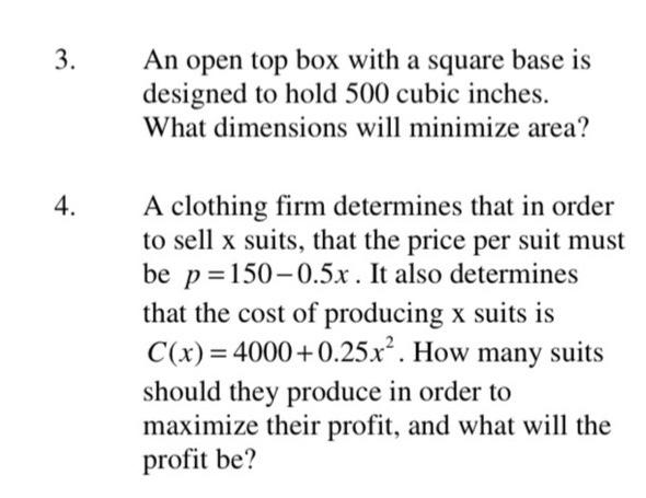 Solved 3. An open top box with a square base is designed to | Chegg.com