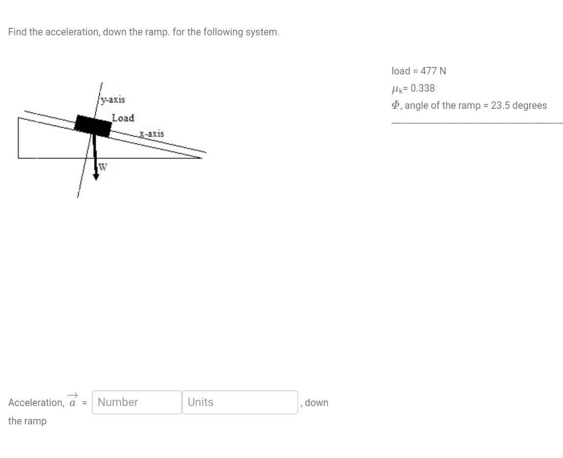 Solved Find the acceleration, down the ramp. for the | Chegg.com