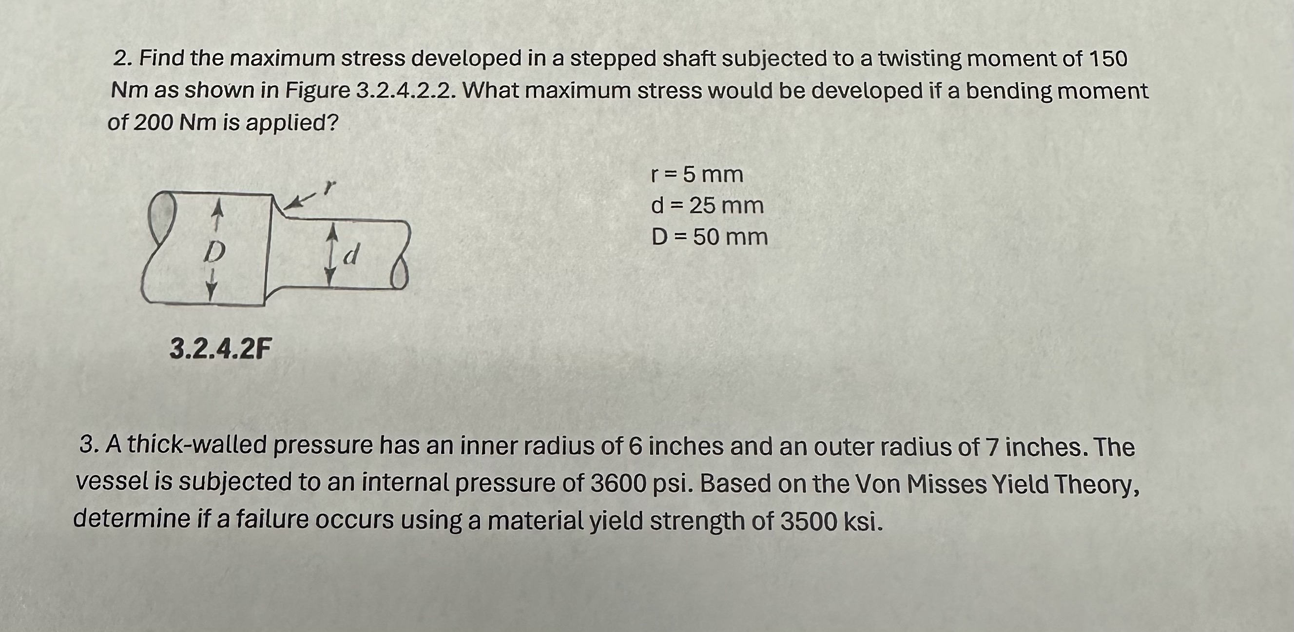 Solved Find the maximum stress developed in a stepped shaft | Chegg.com