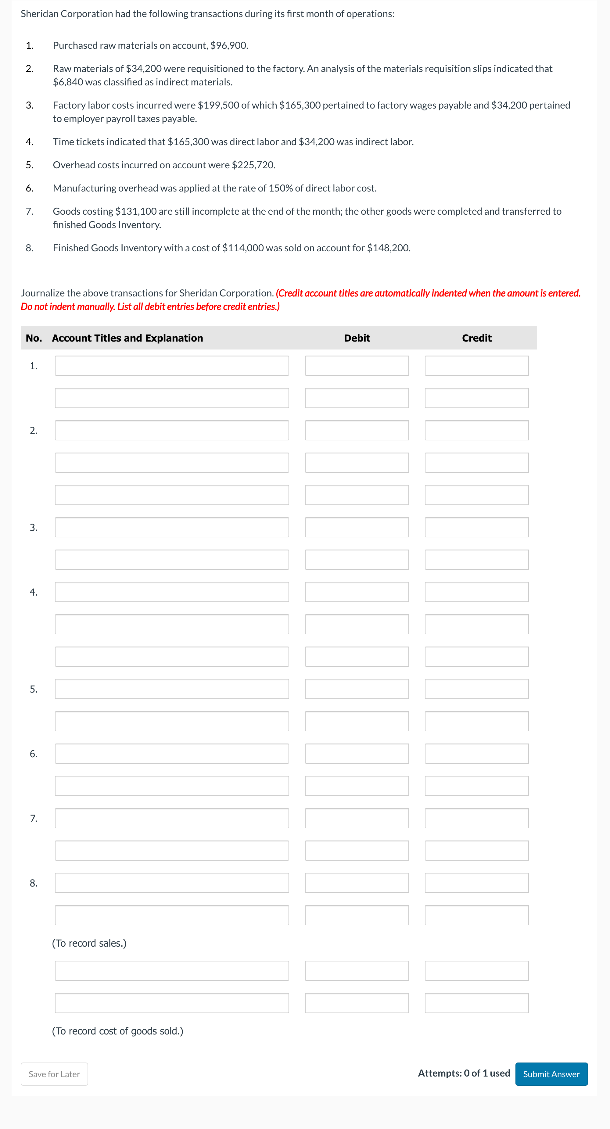 Sheridan Corporation had the following transactions | Chegg.com