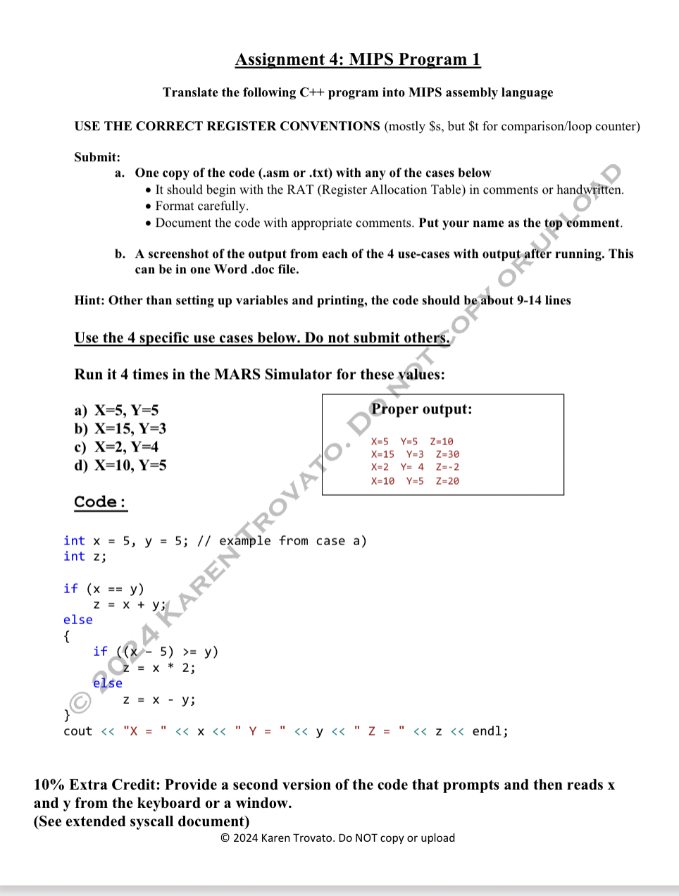 Solved by an EXPERT Assignment 4: MIPS Program 1Translate the following ...
