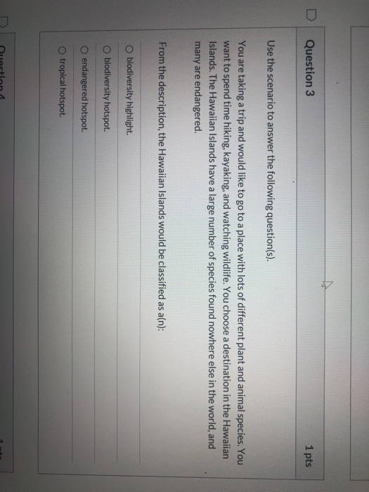 Solved Question 3 1 pts Use the scenario to answer the | Chegg.com