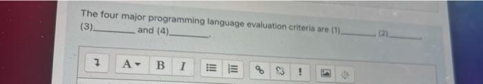 Solved The four major programming language evaluation | Chegg.com