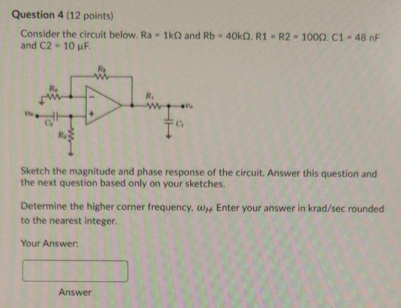 Solved Question 4 (12 points) Consider the circuit below. Ra | Chegg.com