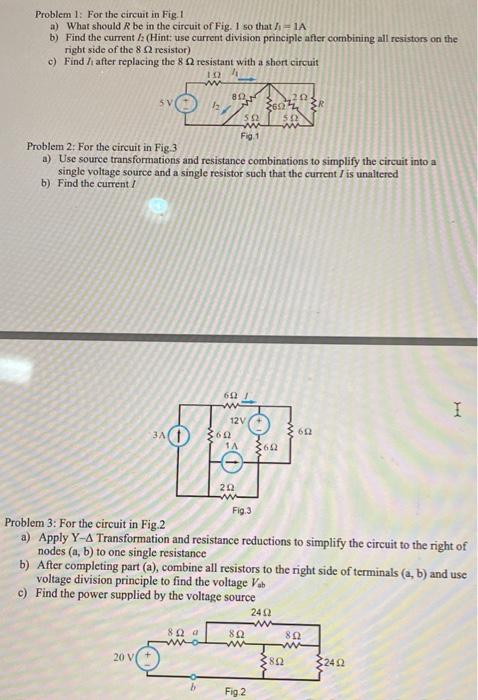 Solved 80- Problem 1: For the circuit in Fig. 1 a) What | Chegg.com