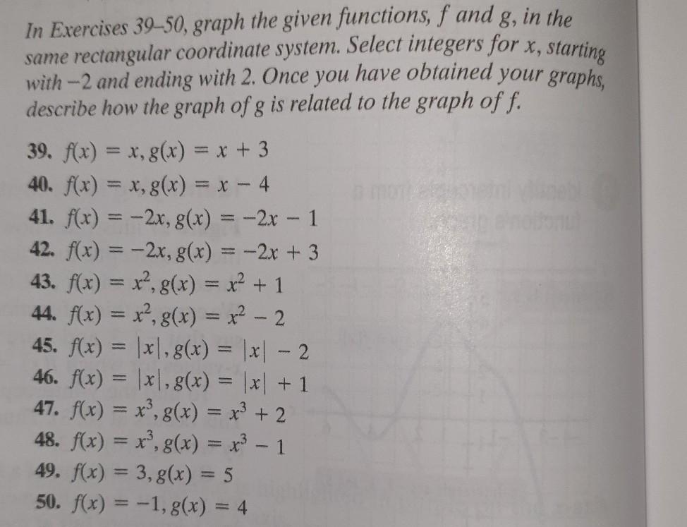 Solved In Exercises 39–50, graph the given functions, f and | Chegg.com