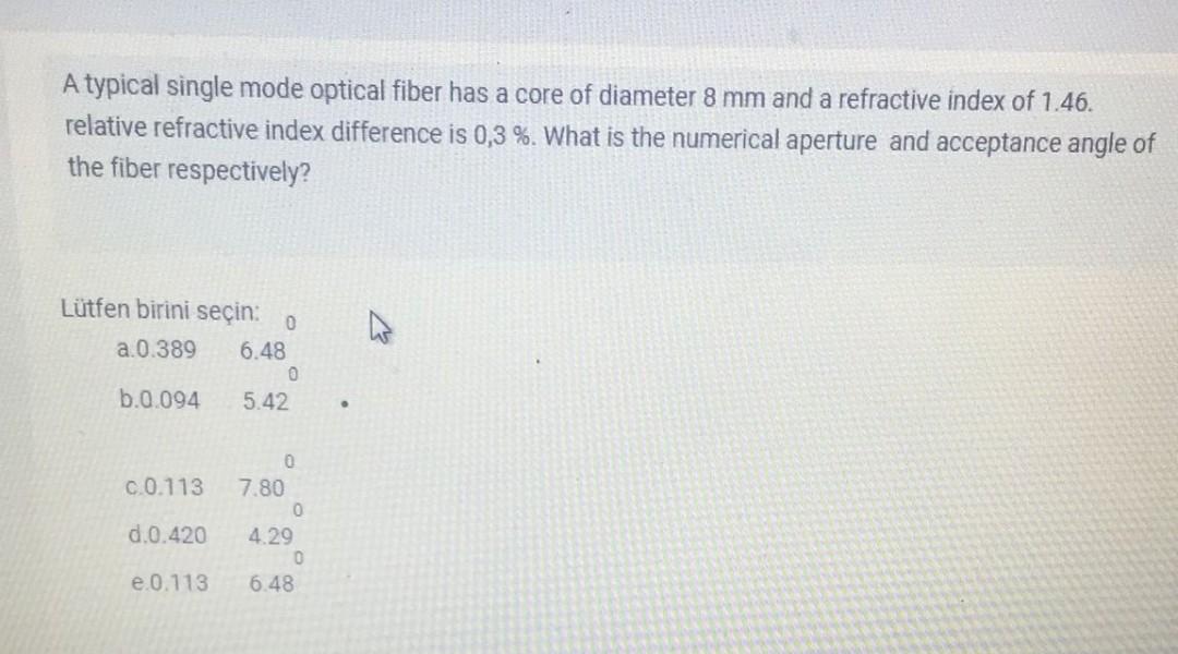 Solved A typical single mode optical fiber has a core of | Chegg.com