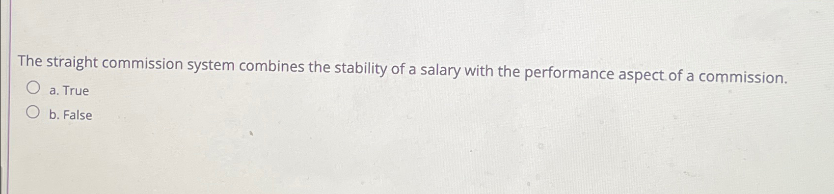 Solved The straight commission system combines the stability | Chegg.com