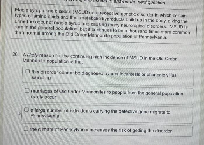 Solved Maple syrup urine disease (MSUD) is a recessive