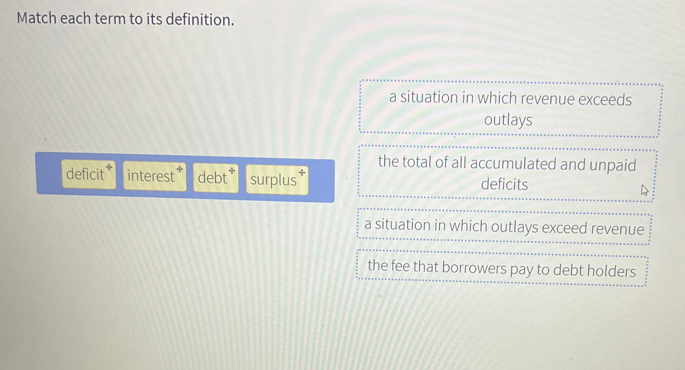 Solved Match each term to its definition.a situation in