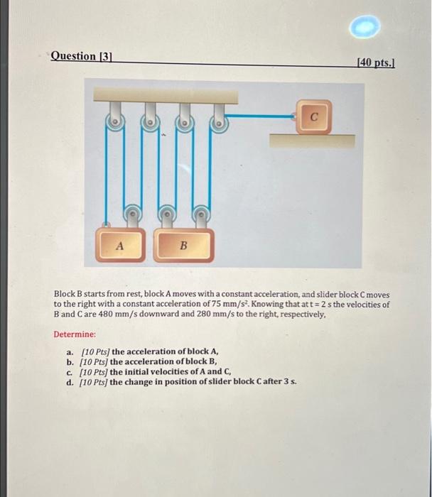 Solved Question [3] [40 Pts.) с А B Block B Starts From | Chegg.com