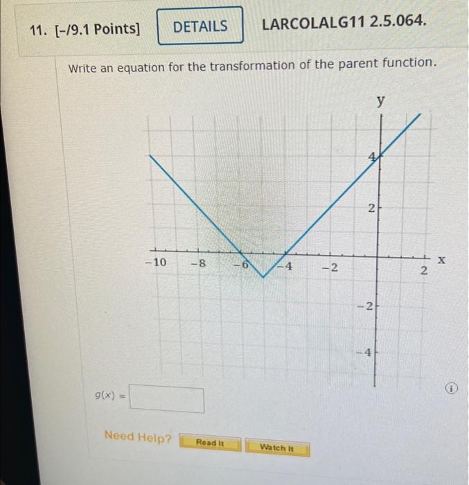 Solved Write an equation for the transformation of the | Chegg.com