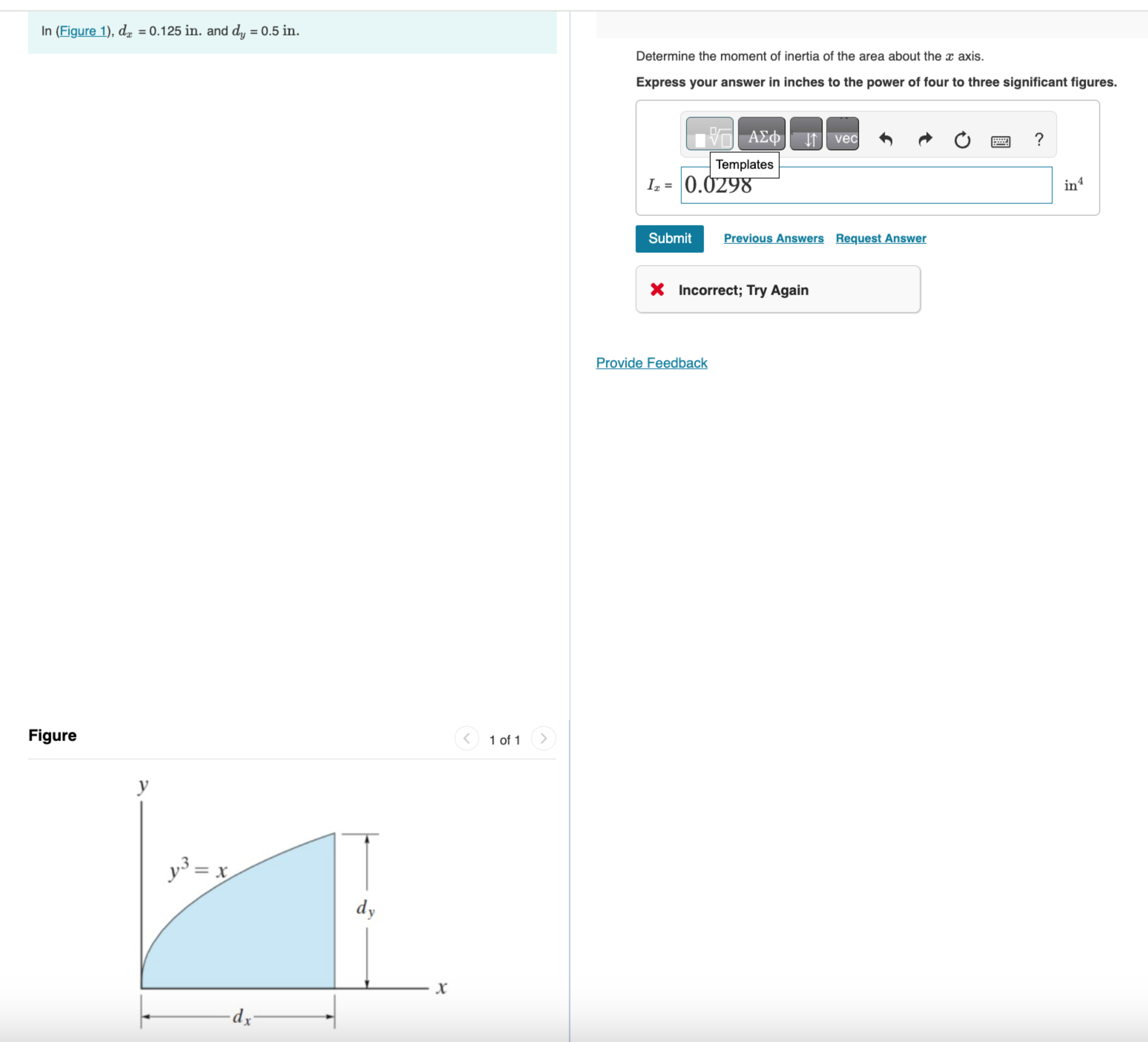 Solved In (Figure 1), dx=0.125 ﻿in. ﻿and dy=0.5in.Determine | Chegg.com