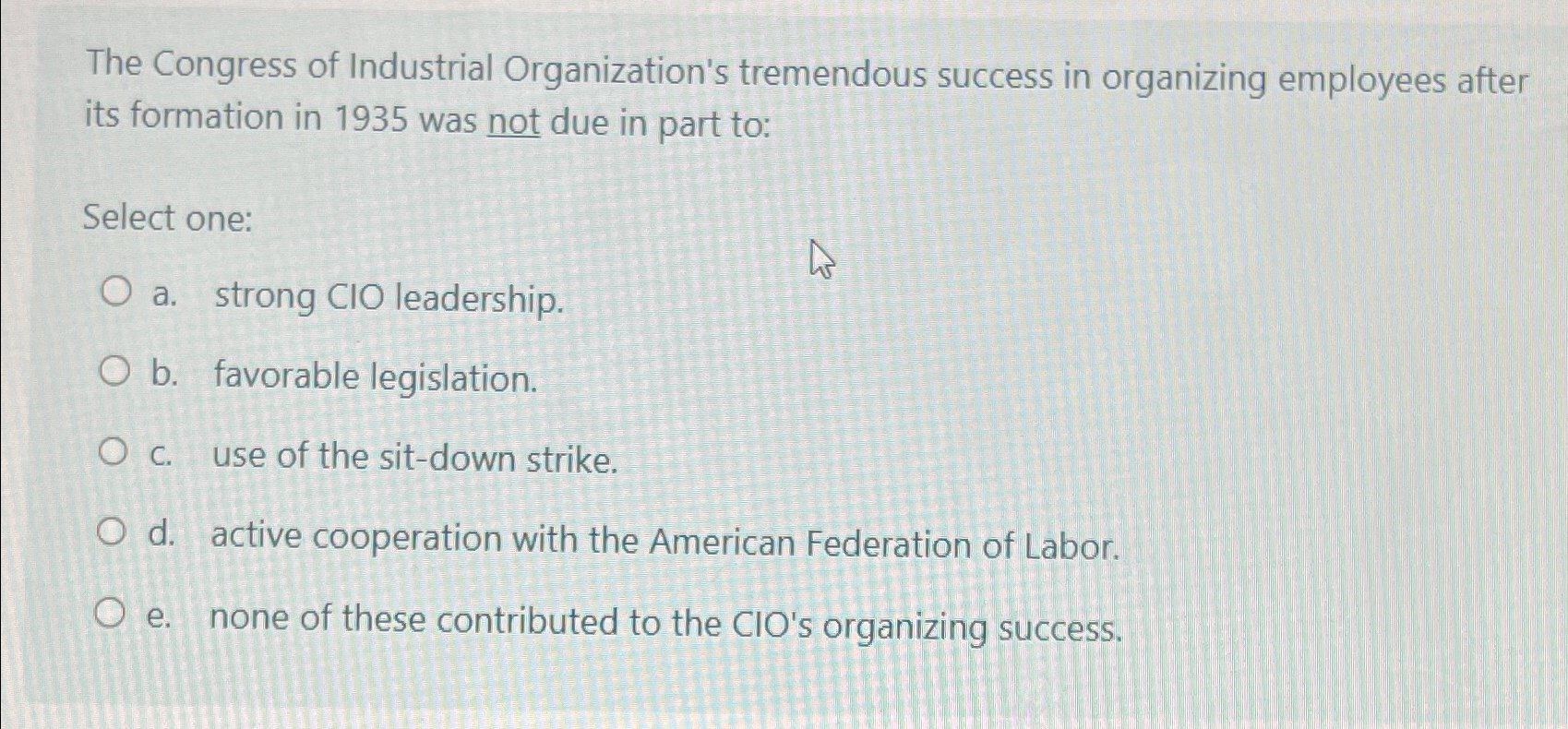 Solved The Congress of Industrial Organization's tremendous