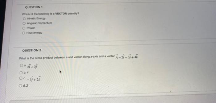 Solved QUESTION 1 Which of the following is a VECTOR | Chegg.com