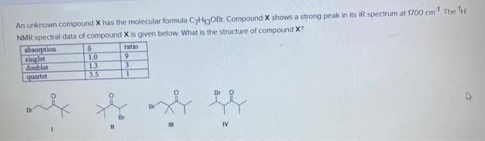 Solved An unknown compound X has the molecular formula | Chegg.com