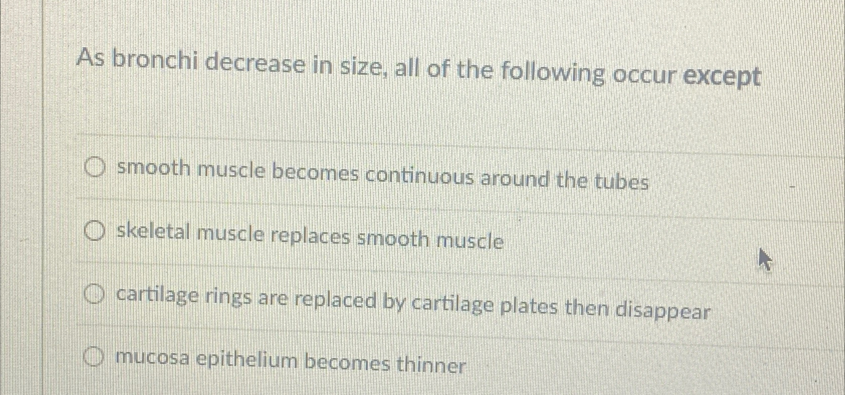 Solved As bronchi decrease in size, all of the following | Chegg.com