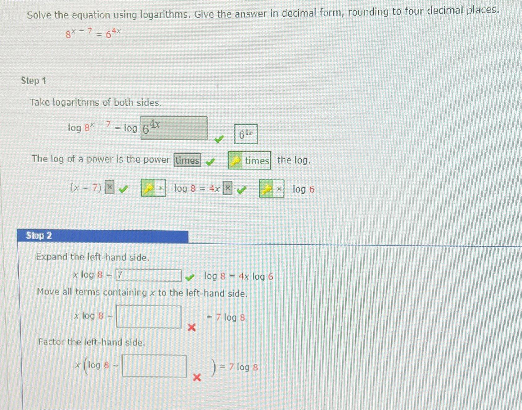 Solved Solve the equation using logarithms. Give the answer | Chegg.com