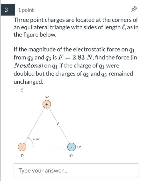 Solved Three point charges are located on a line with length | Chegg.com