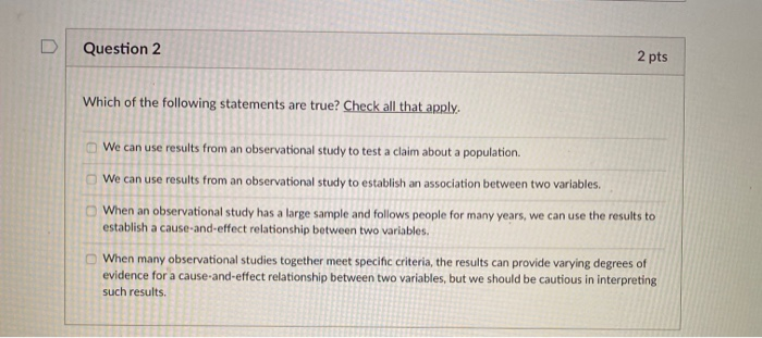 Solved Question 2 2 pts Which of the following statements | Chegg.com