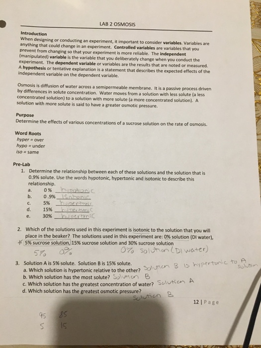 osmosis experiment control variables