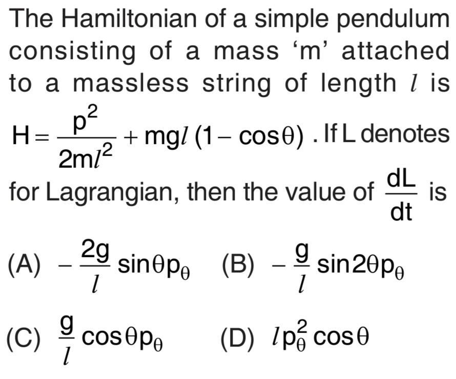 Solved The Hamiltonian Of A Simple Pendulum Consisting Of A Chegg Solved The Hamiltonian Of A Simple Pendulum Consisting Of A Chegg