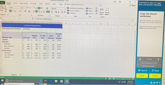 Solved Copy the Sheet1 worksheet Move ine styenit ae shent Chegg com