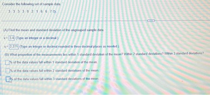 Solved Consider the following set of sample data 33330216670 | Chegg.com