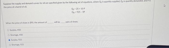 Solved Suppose the supply and demand curves for oil are | Chegg.com