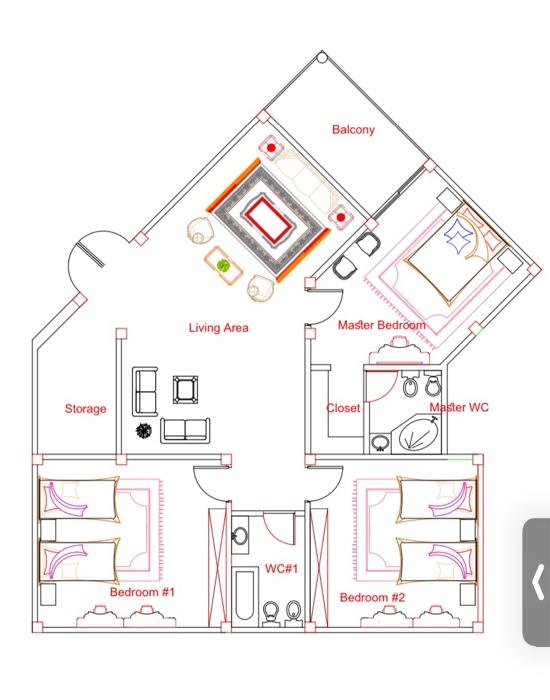 Solved Problem: The layout shows a floor in a residential | Chegg.com